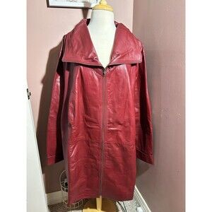 Roamans Leather Jacket Womens 38W Burgundy Red Genuine Leather Lined New